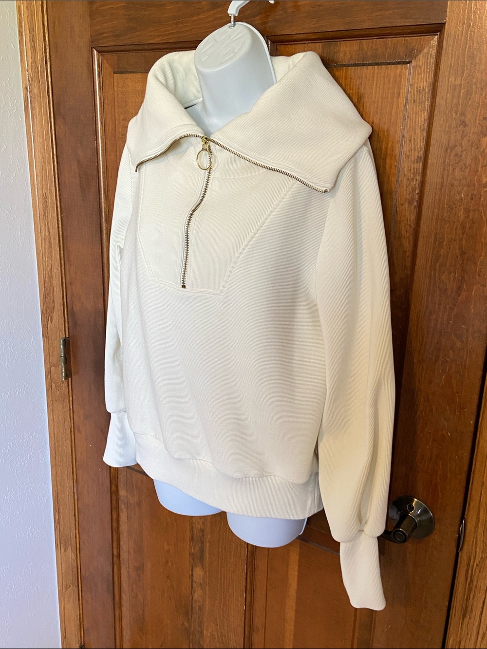Varley Vine oversized collar gold tone half zip drop shoulders OS Size X Small - Picture 4 of 13
